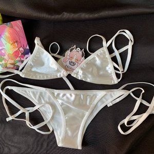 Niosoki Moonlight Classic Tiny Rave Wear String Bikini White Size L - Very Small